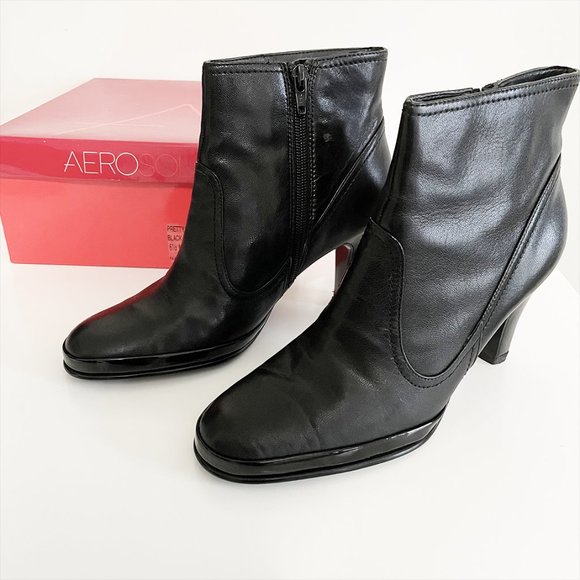 Aerosoles | Black Leather | Booties | 6.5 - Picture 1 of 6